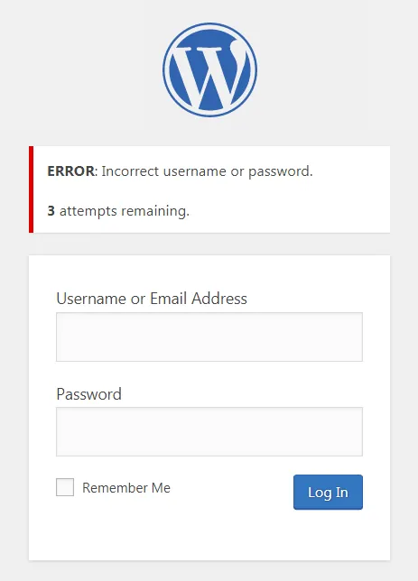 WordPress login attempts security panel