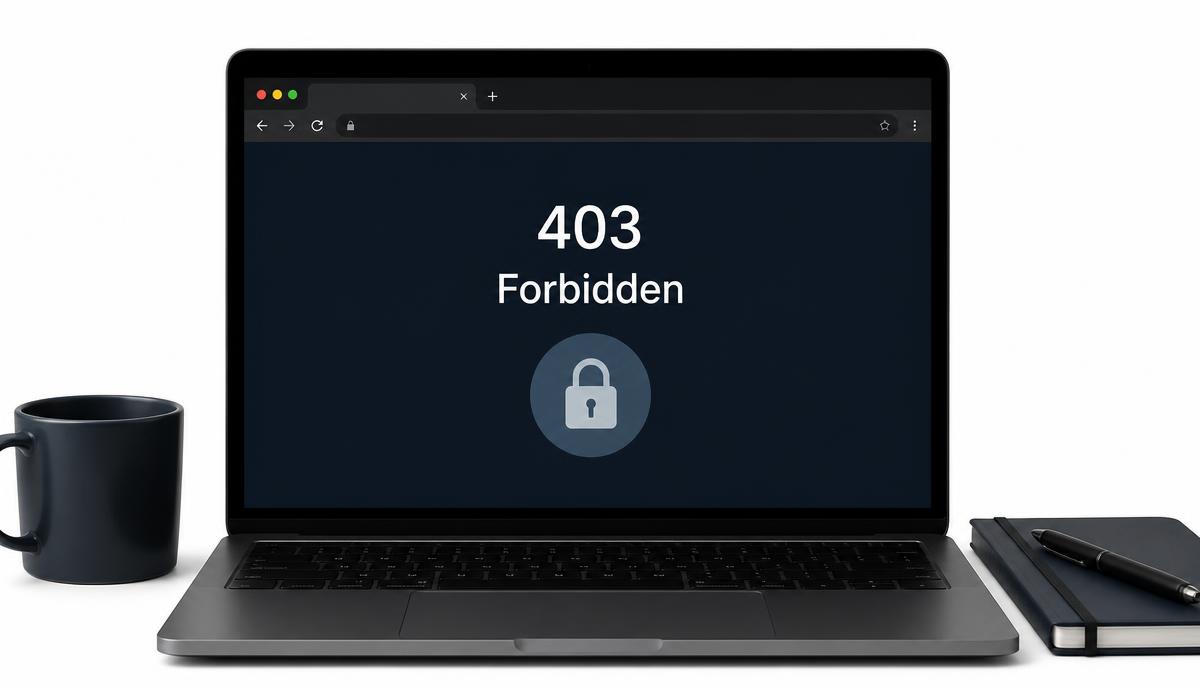 Laptop showing a 403 Forbidden access denied page in a browser window